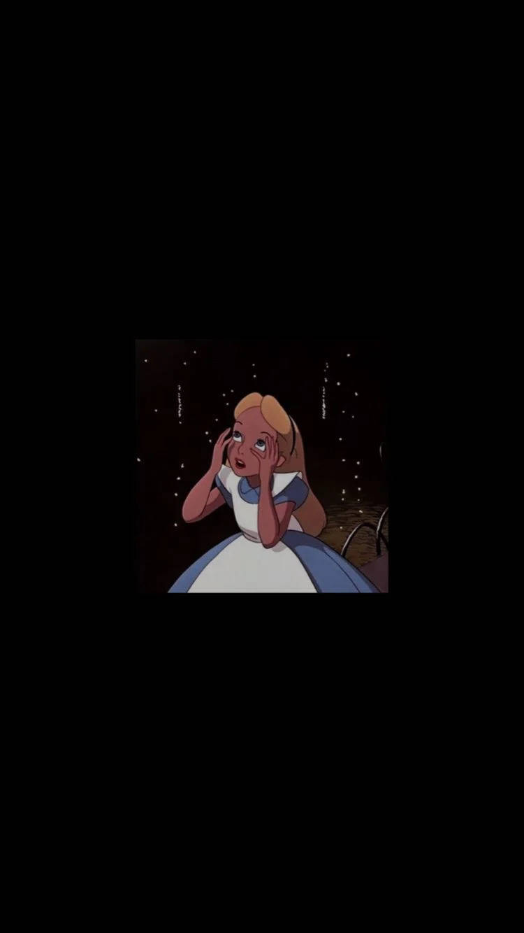 Aesthetic Cartoon Alice In Wonderland Background