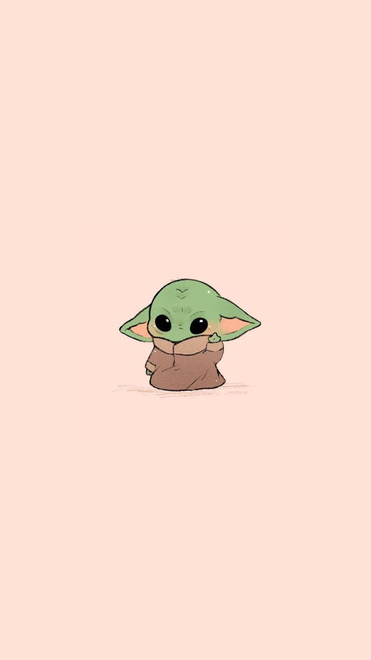 Aesthetic Cartoon Chibi Baby Yoda Background