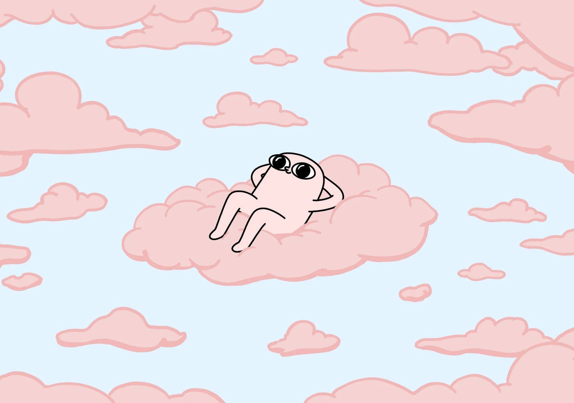 Aesthetic Cartoon Chilling Ketnipz Character In Sky