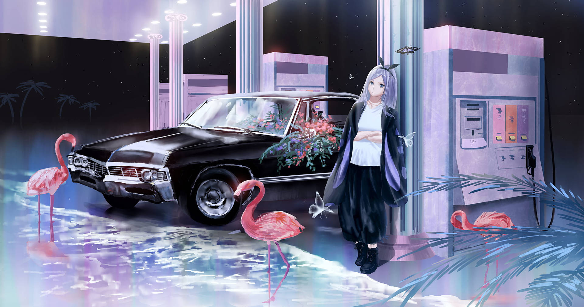 Aesthetic Chevrolet Anime Car Wallpaper