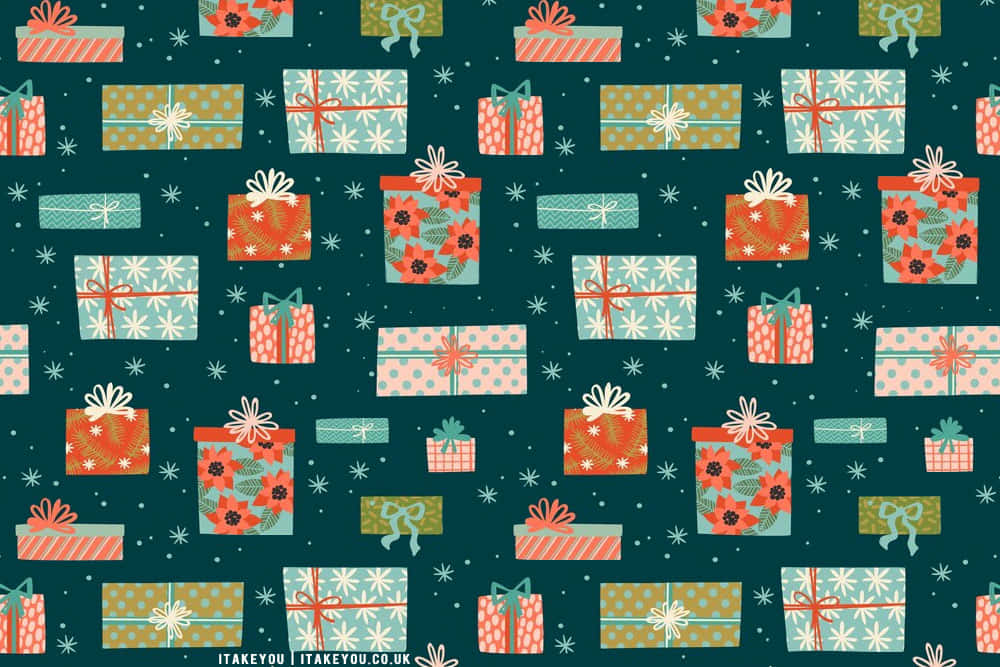 Wallpaper!julstämningen Visas Upp Med Estetisk Julig Laptop-bakgrundsbild! Wallpaper