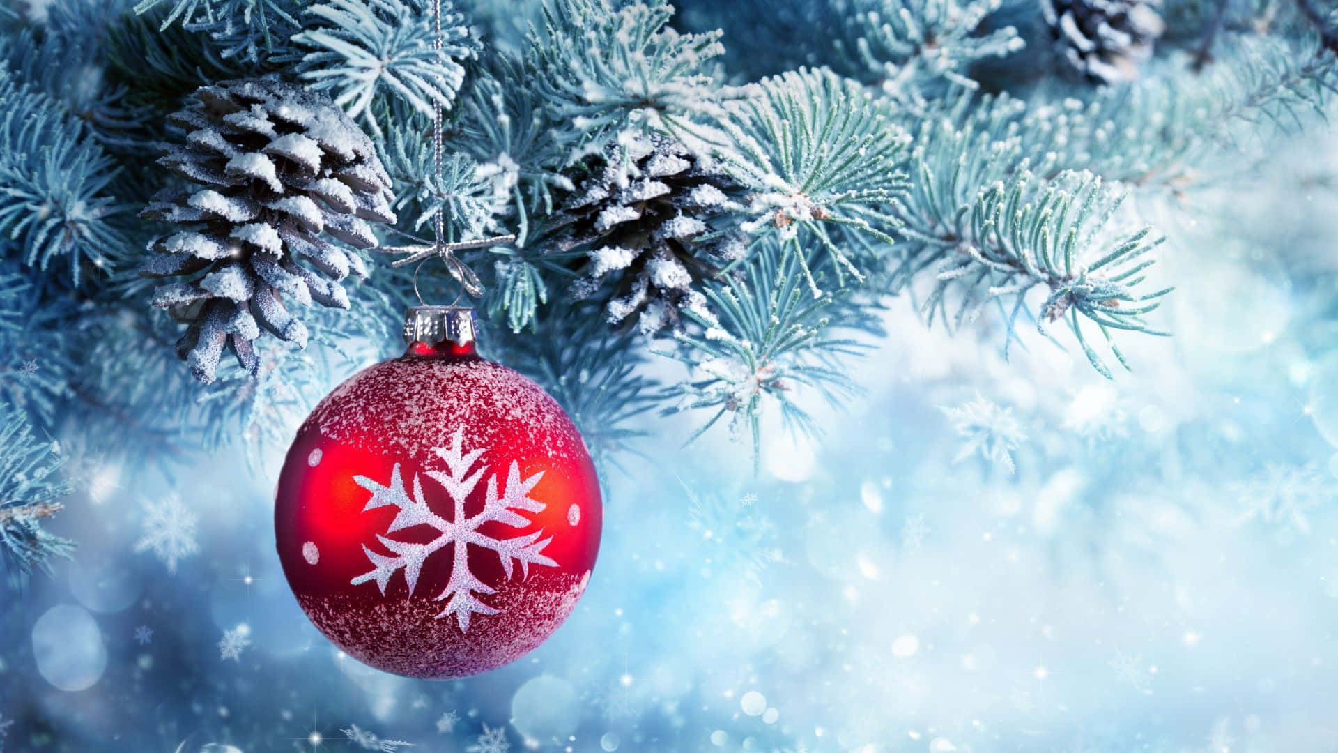 Aesthetic Christmas Red Ornaments Laptop Wallpaper