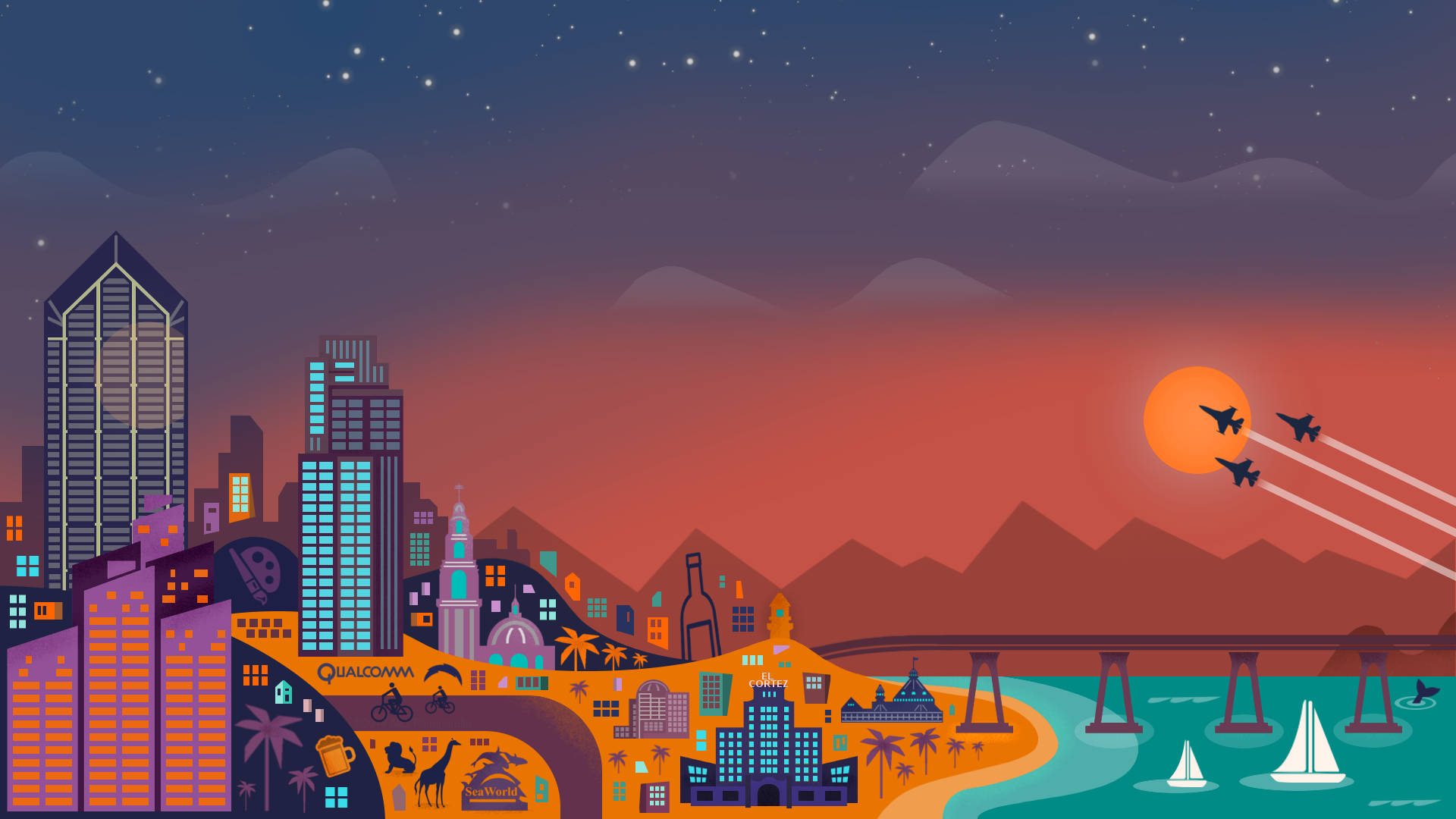 Aesthetic Chromebook Cartoon City Background