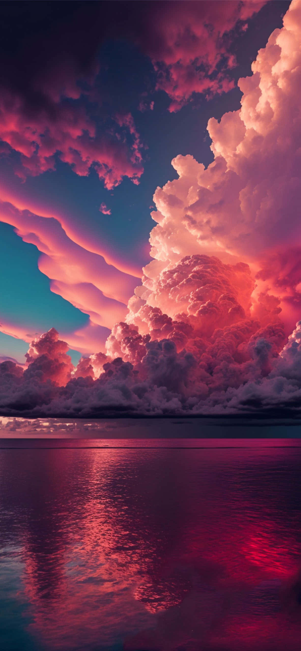 Aesthetic, dreamy sky of fluffy cloudscapes