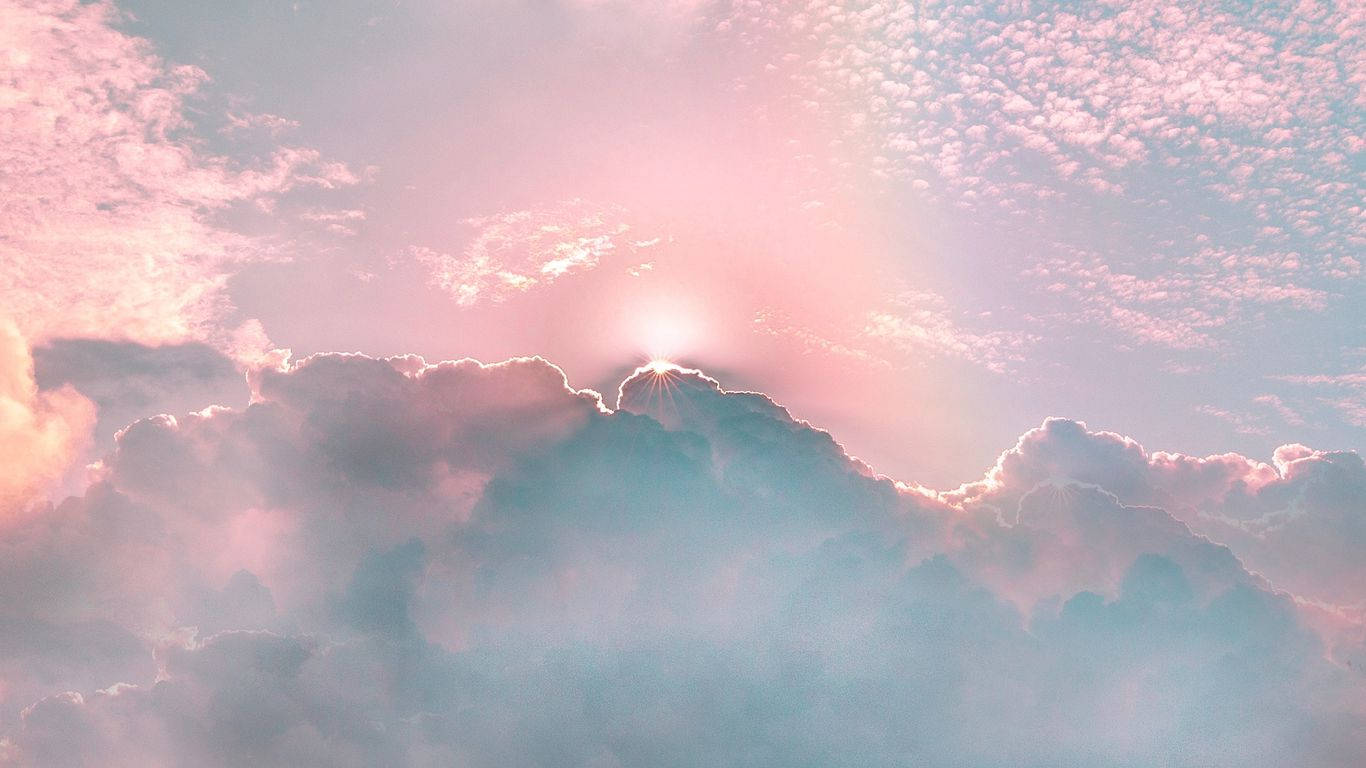 Aesthetic Clouds Pink Sunlight Wallpaper