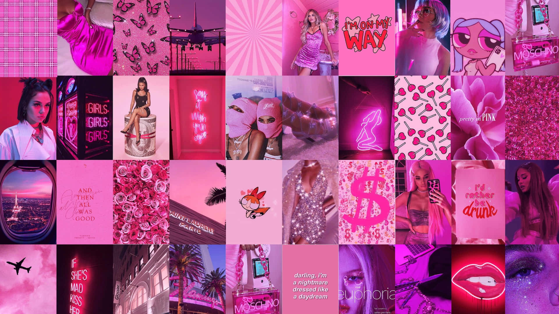 Party Pink Aesthetic Collage Desktop Wallpaper