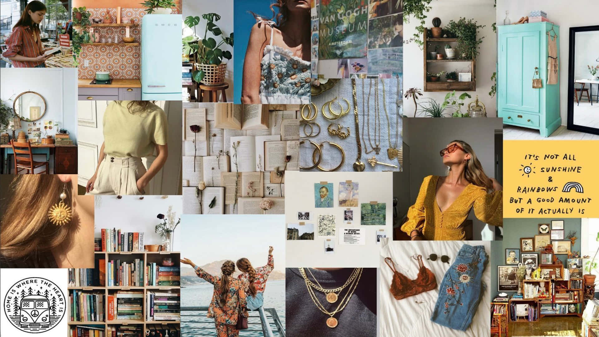 Aesthetic Collage Desktop for Vibrant Home Decor Wallpaper