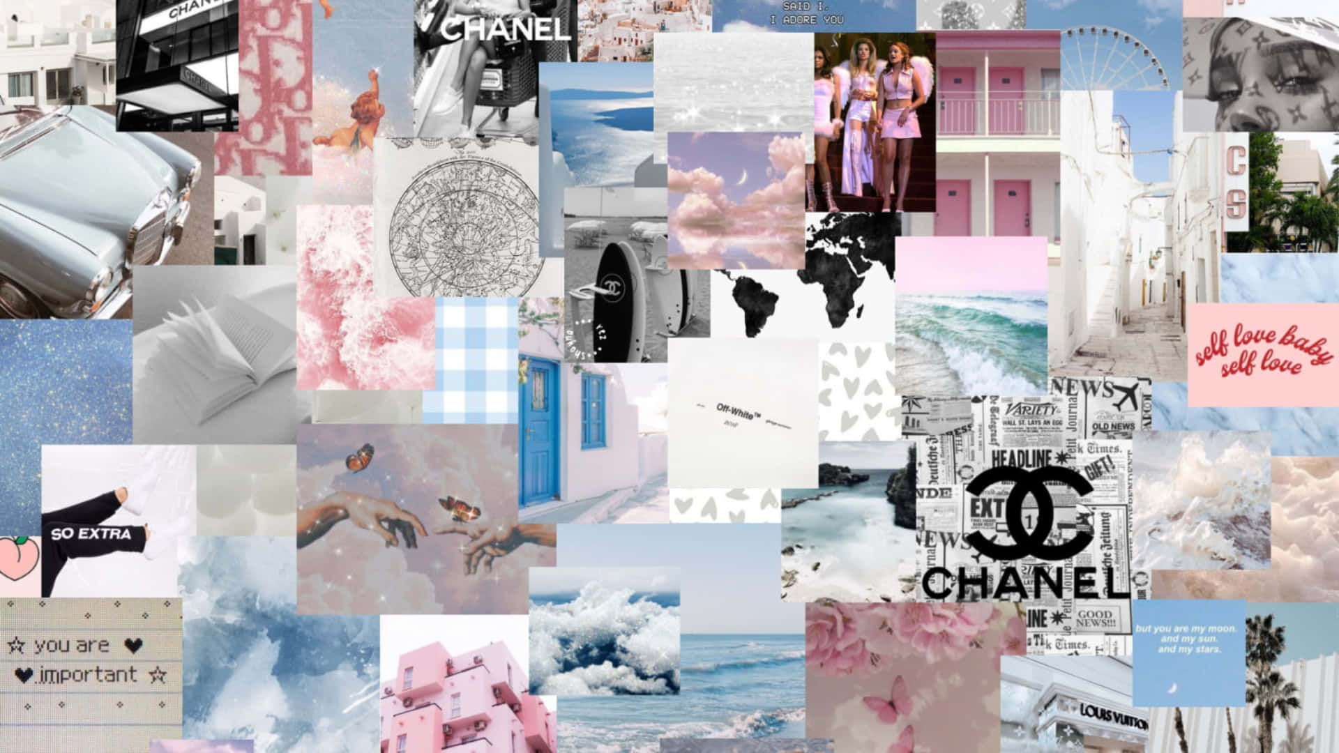 Elevate Your Desktop Aesthetic with This Simple and Chic Collage Wallpaper