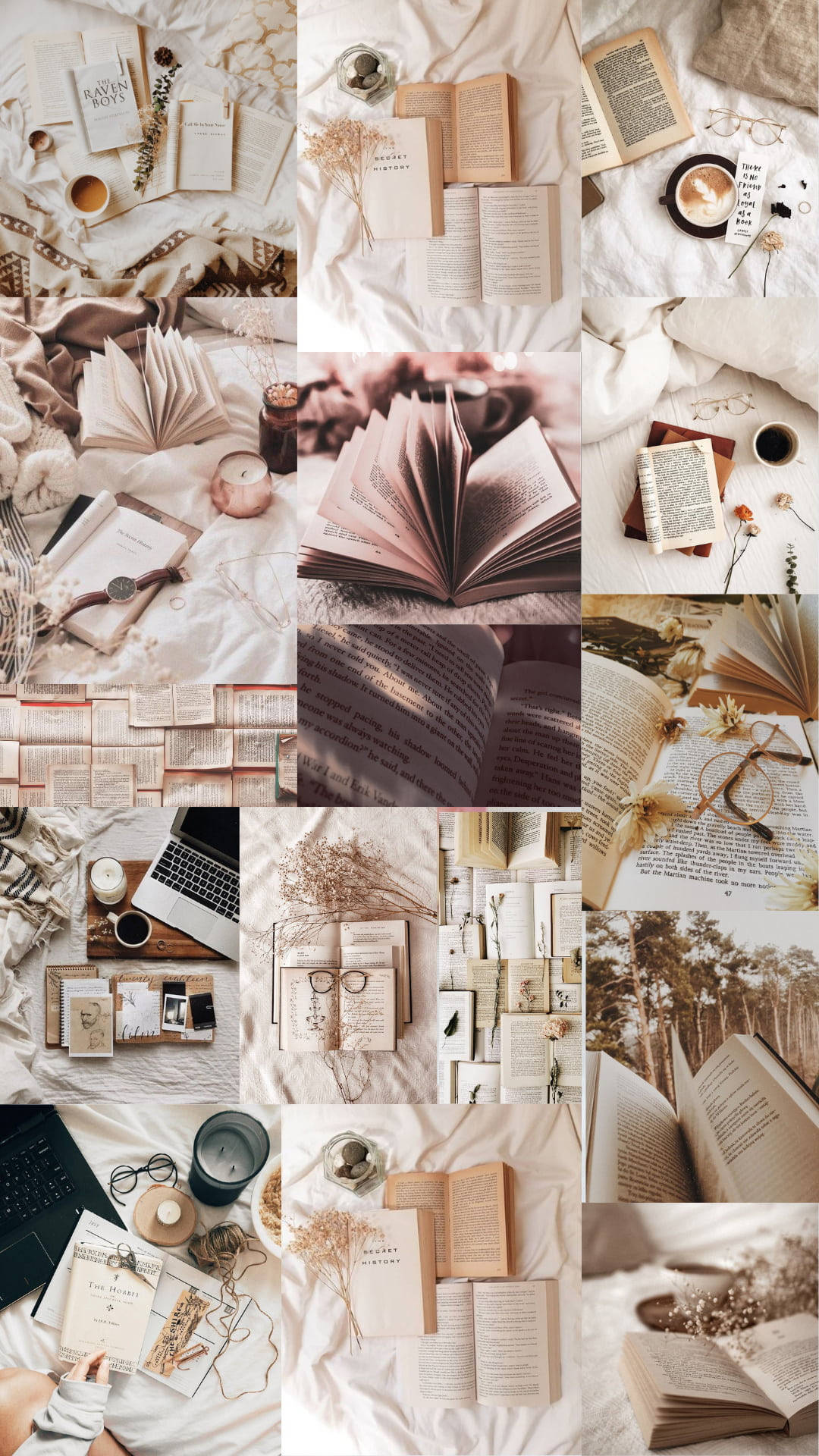 Aesthetic Collage Of Books Wallpaper