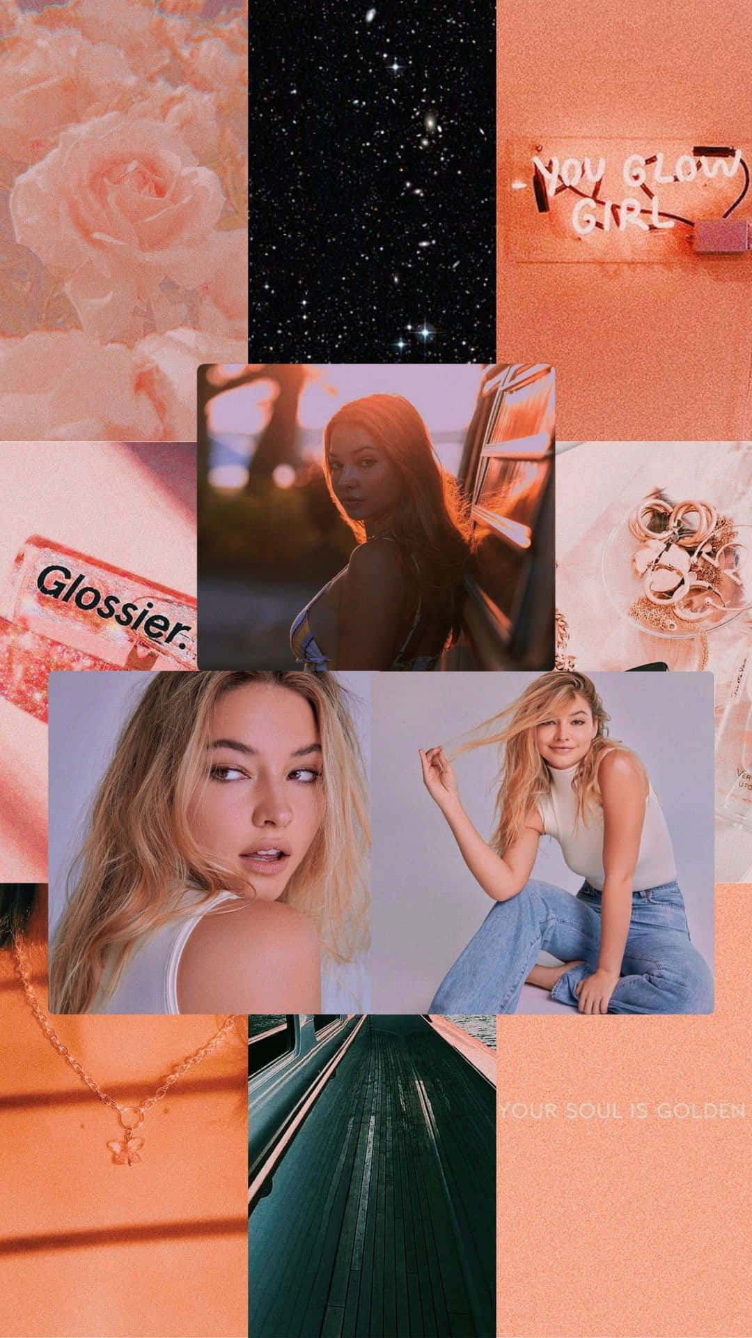 Aesthetic Collage Peach Tones Wallpaper