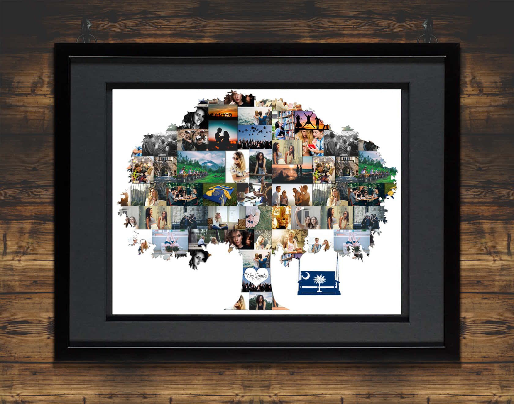 A Framed Photo Collage Of People And Pictures