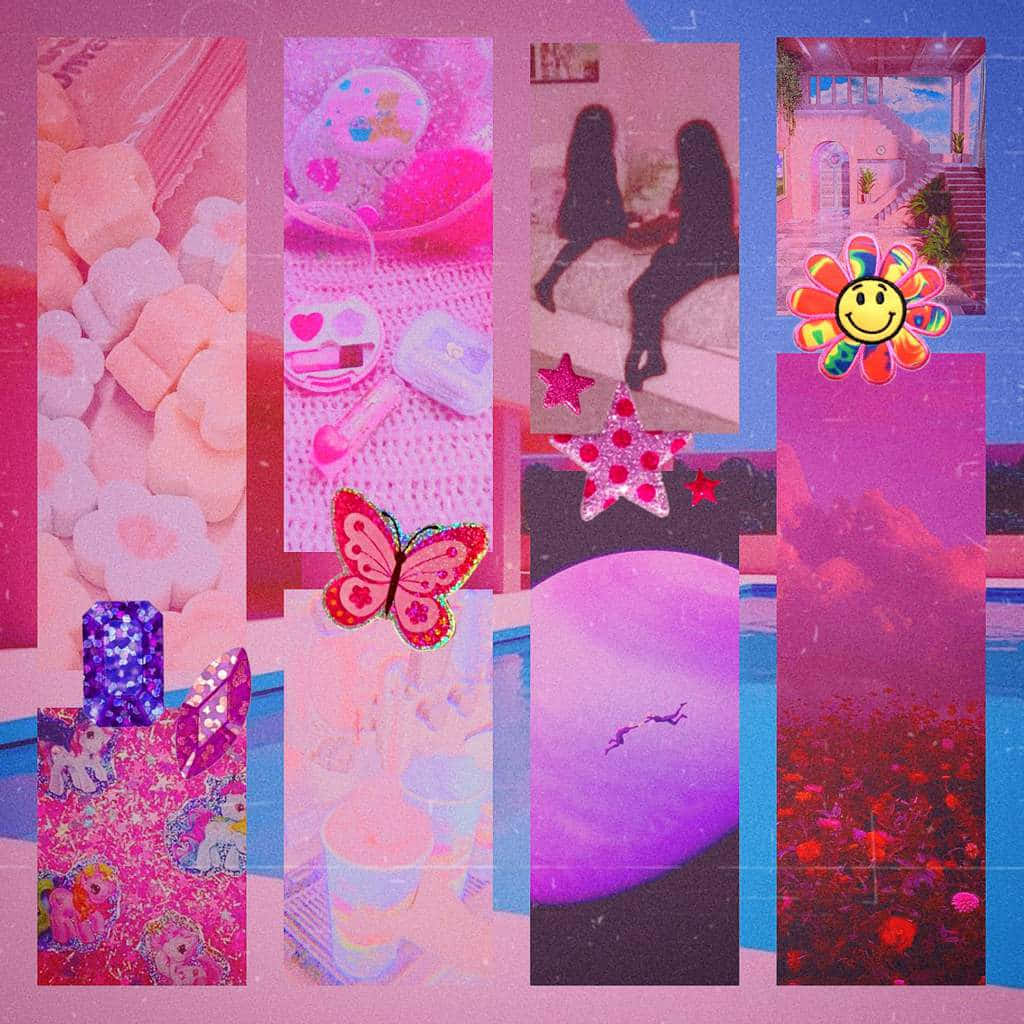 Aesthetic Collage Pink Purple Tones Wallpaper