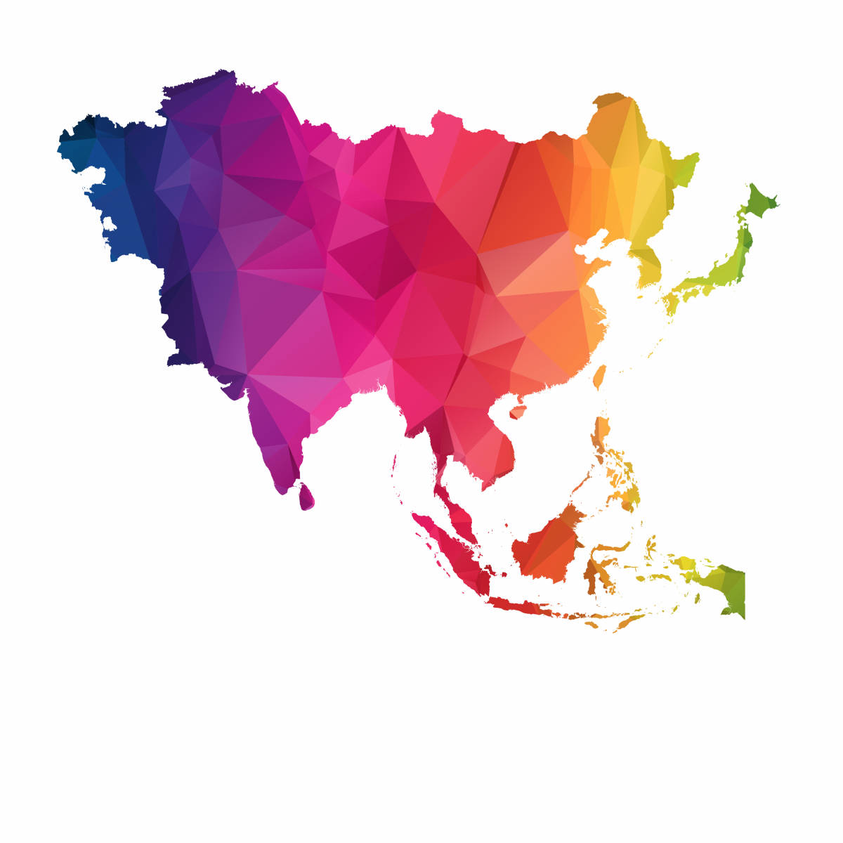 Aesthetic Colorful Asian Countries Map Background