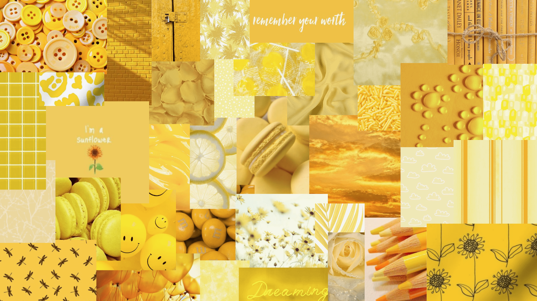 A Collage Of Yellow Pictures And Objects