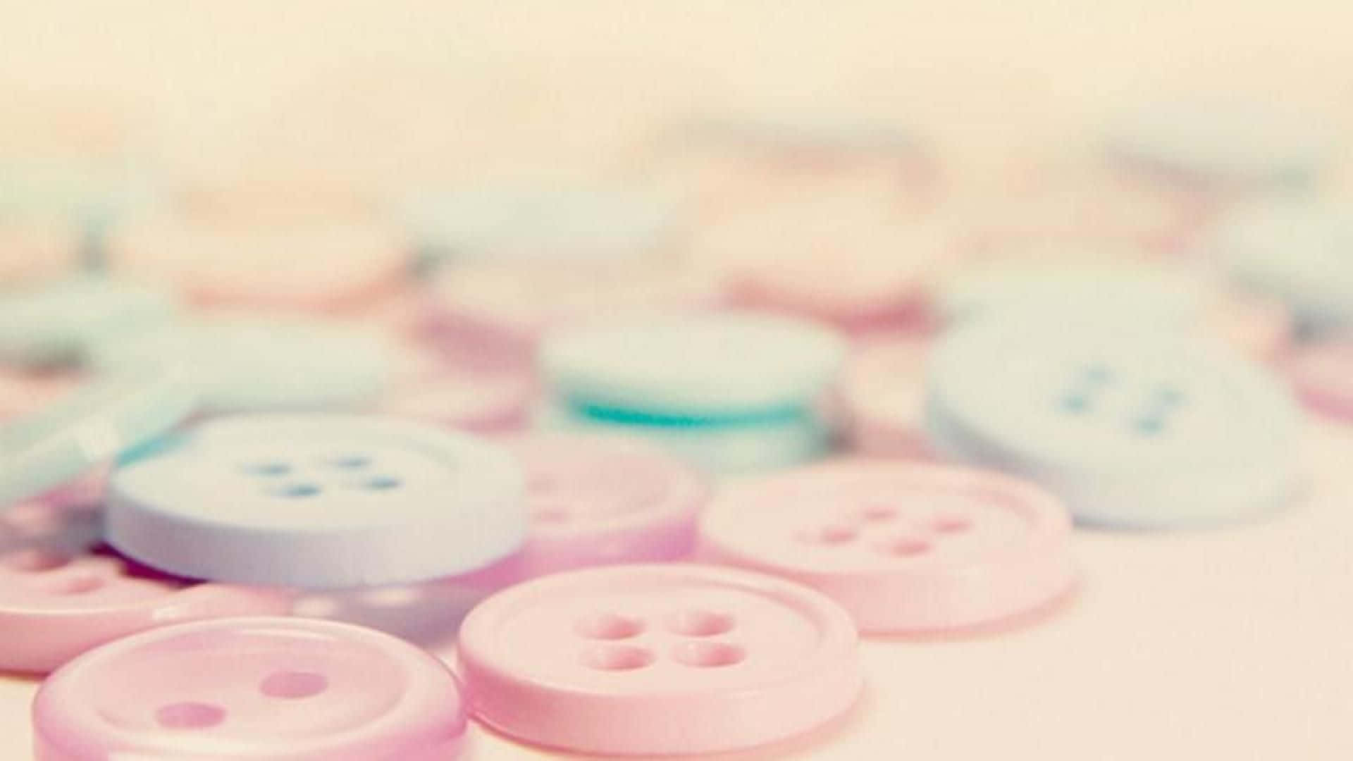 Buttons, Pink, Blue, And White Wallpaper