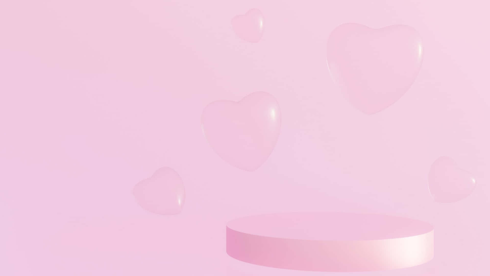 Estetiskdatorplattform Med Ljusrosa Färg Och Hjärtan. Wallpaper