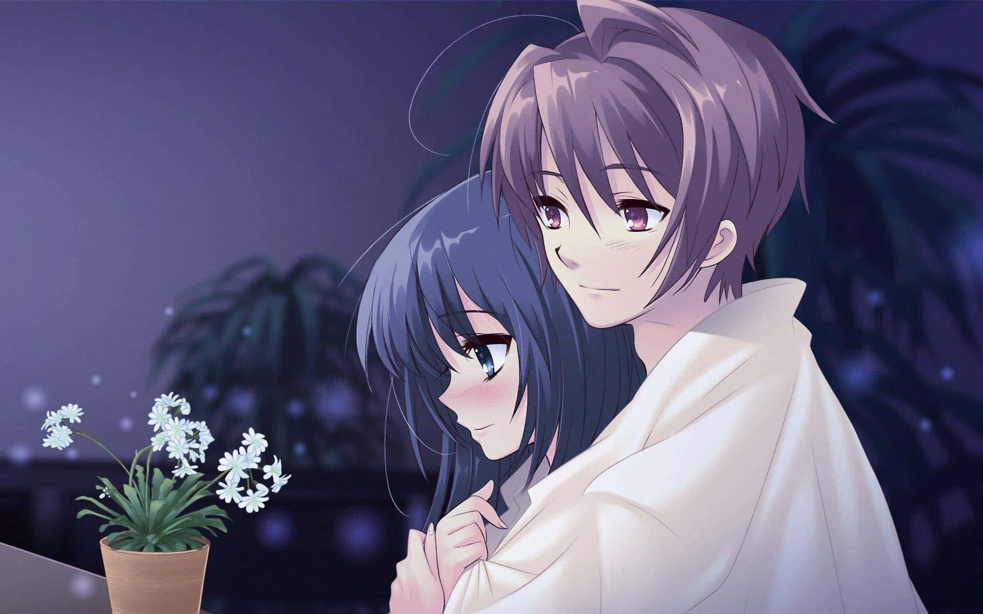 Image  Aesthetic Anime Couple Sharing a Sweet Moment Wallpaper