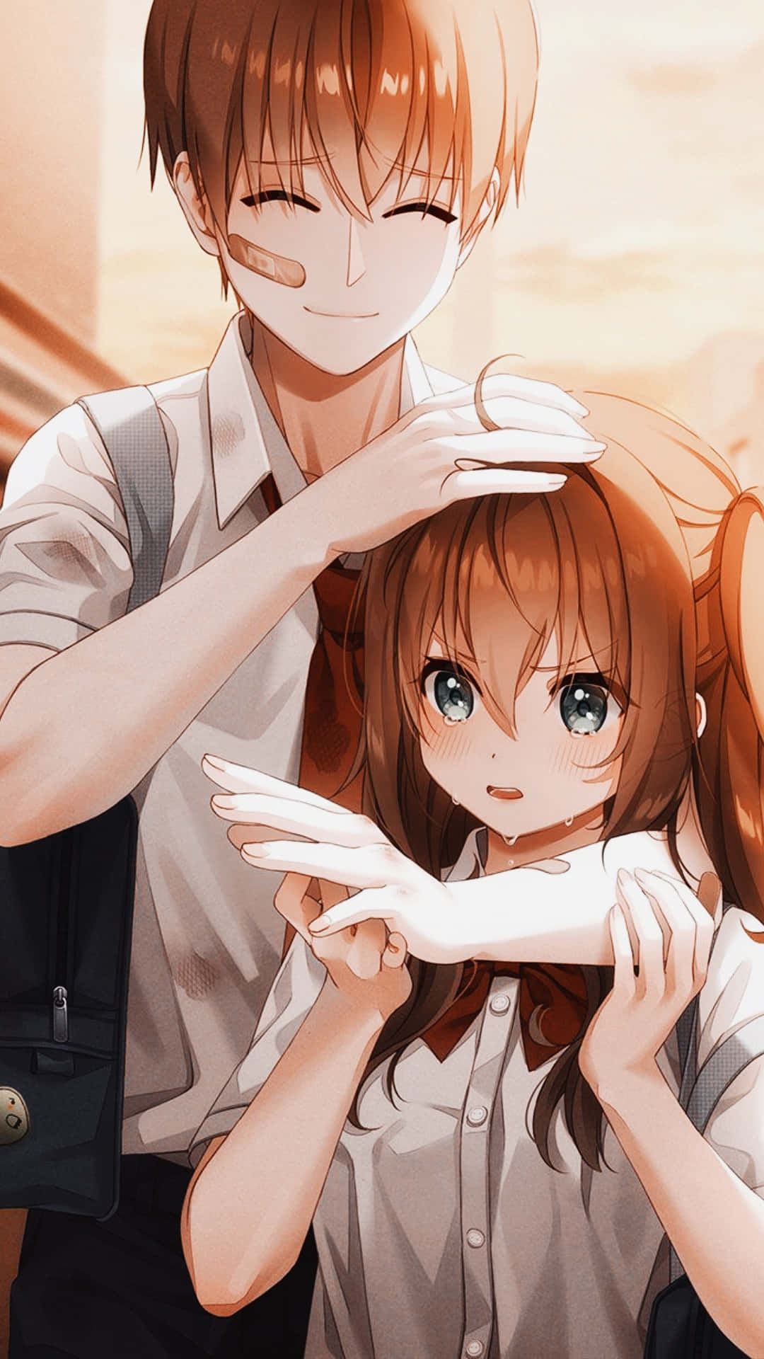 Sharing a Magical Moment: Aesthetic Couple Anime Wallpaper