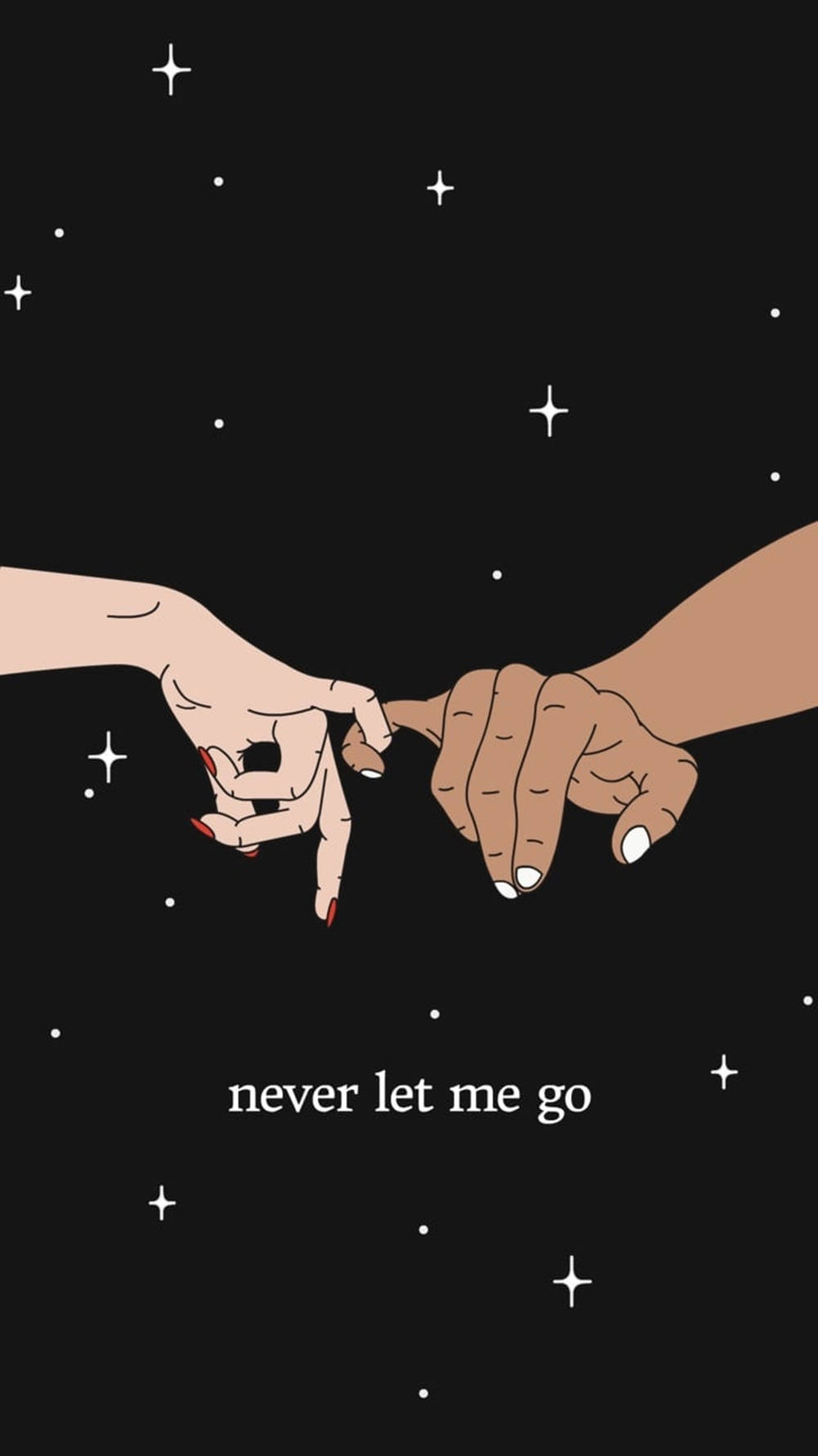 Aesthetic Couple's Fingers With Stars Background