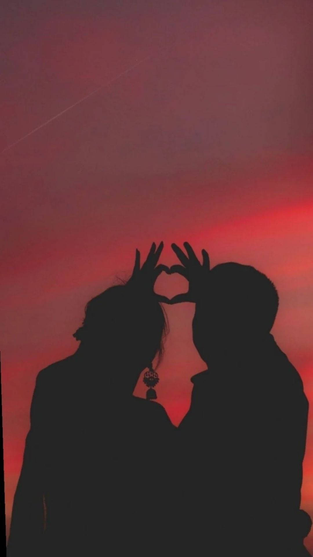 Aesthetic Couple With Red Sky Background