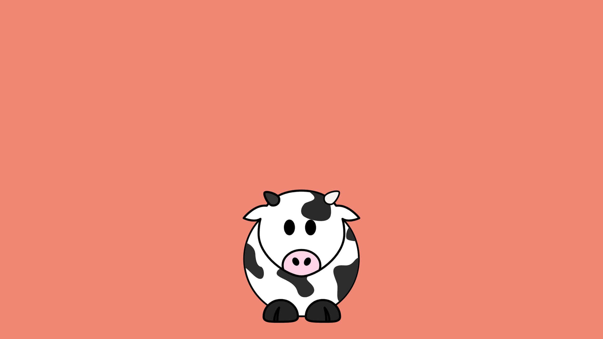 A Cartoon Cow Standing On A Pink Background Wallpaper