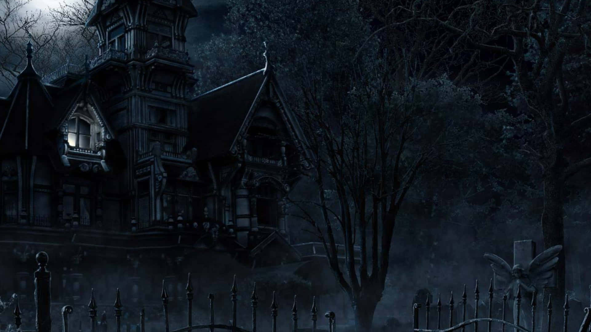 Hemsöktahus Villa Estetisk Läskig Halloween-bakgrund
