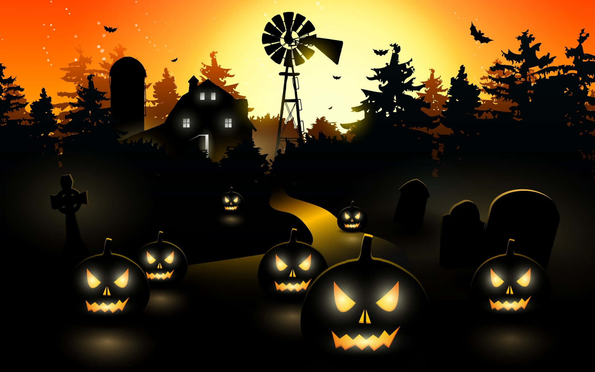 Farmhouse Pumpkins Aesthetic Creepy Halloween Background