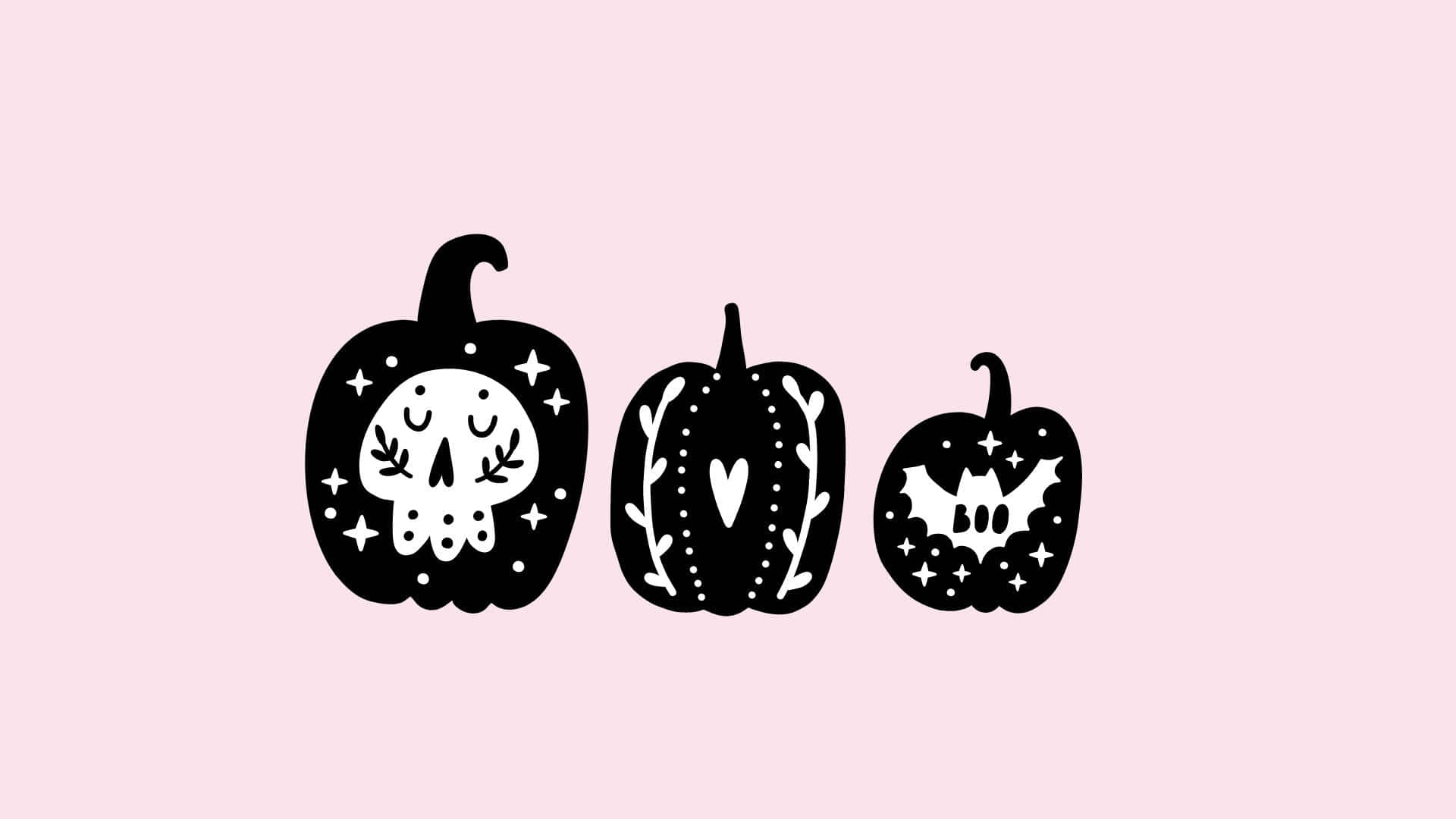 Mystical Halloween Night with Cute Aesthetic Black Pumpkins Wallpaper