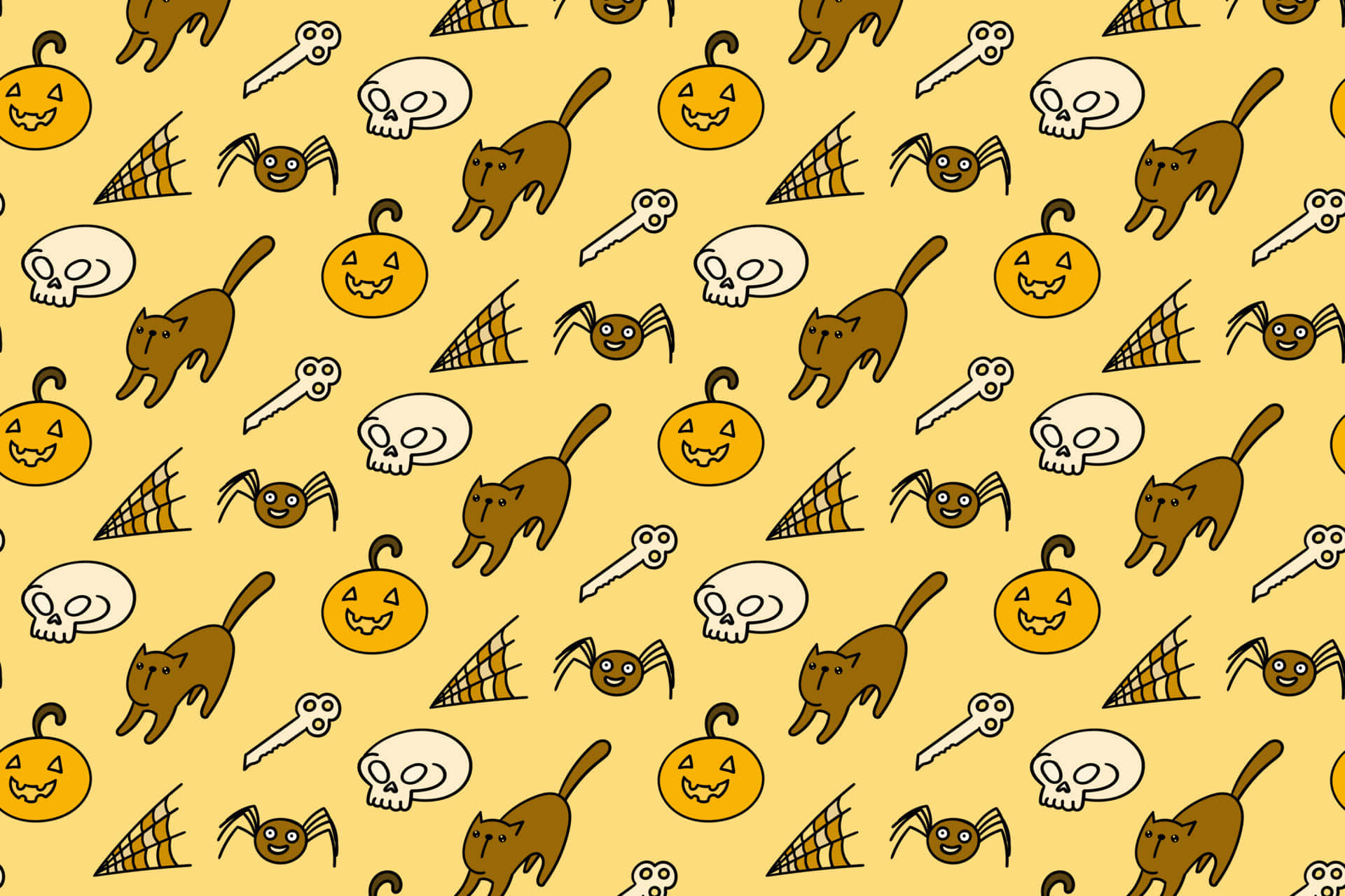 Aesthetic Cute Halloween Cartoon Pattern Wallpaper