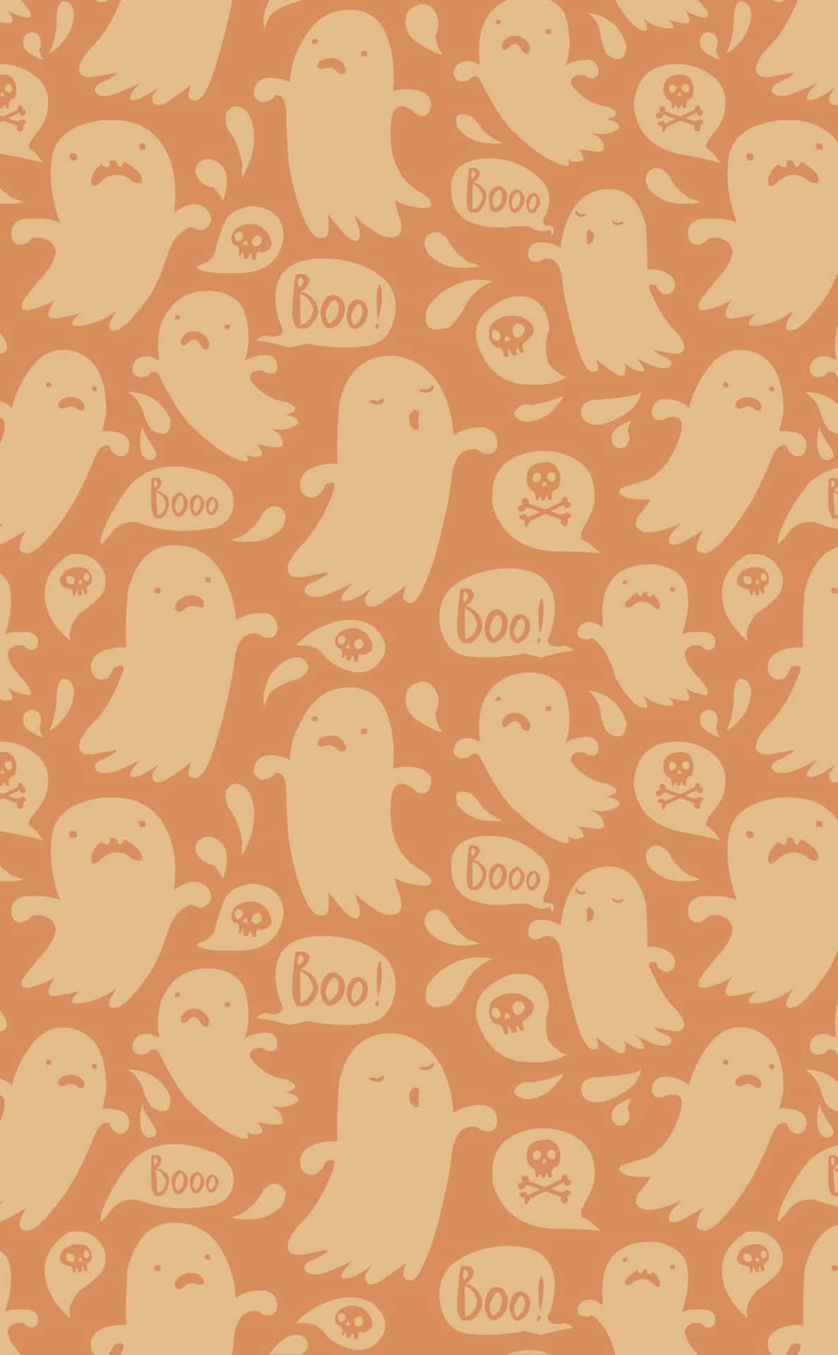 Aesthetic Cute Halloween Ghost Pattern Wallpaper