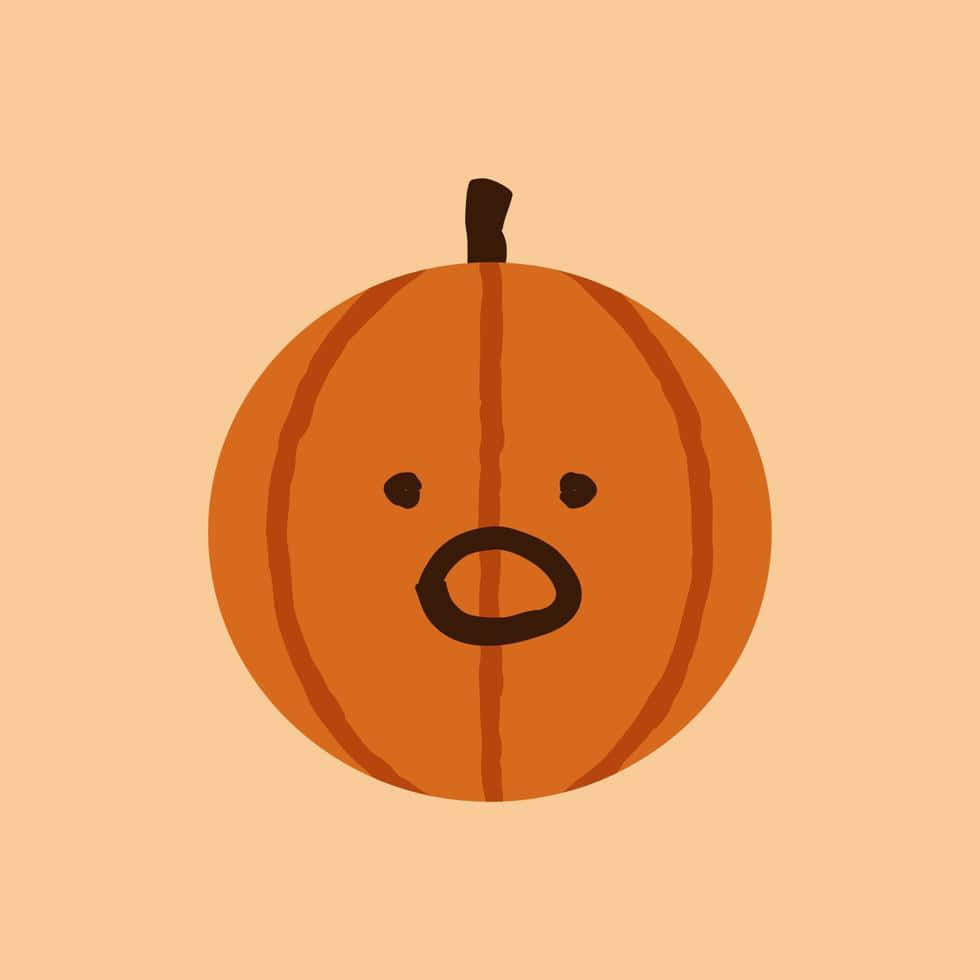Aesthetic Cute Halloween Pumpkin Shocked Face Wallpaper