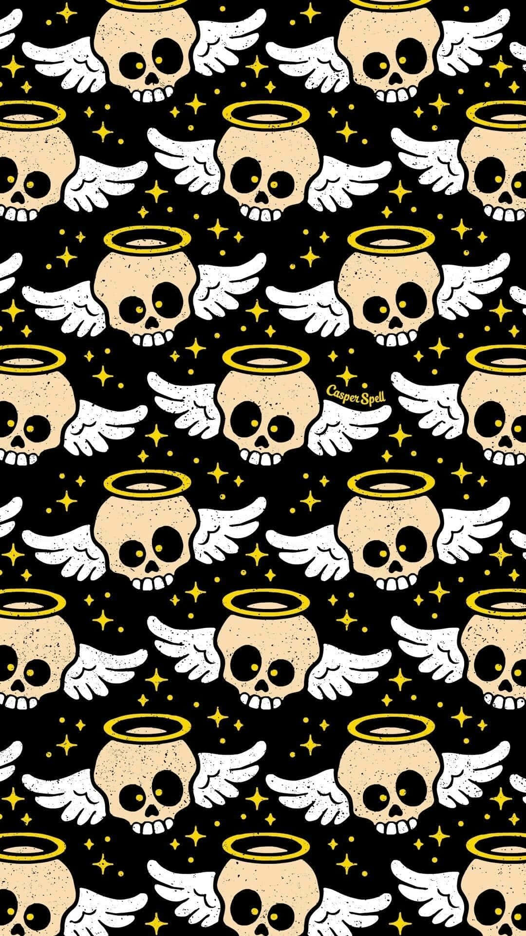 Aesthetic Cute Halloween Skull Angels Wallpaper