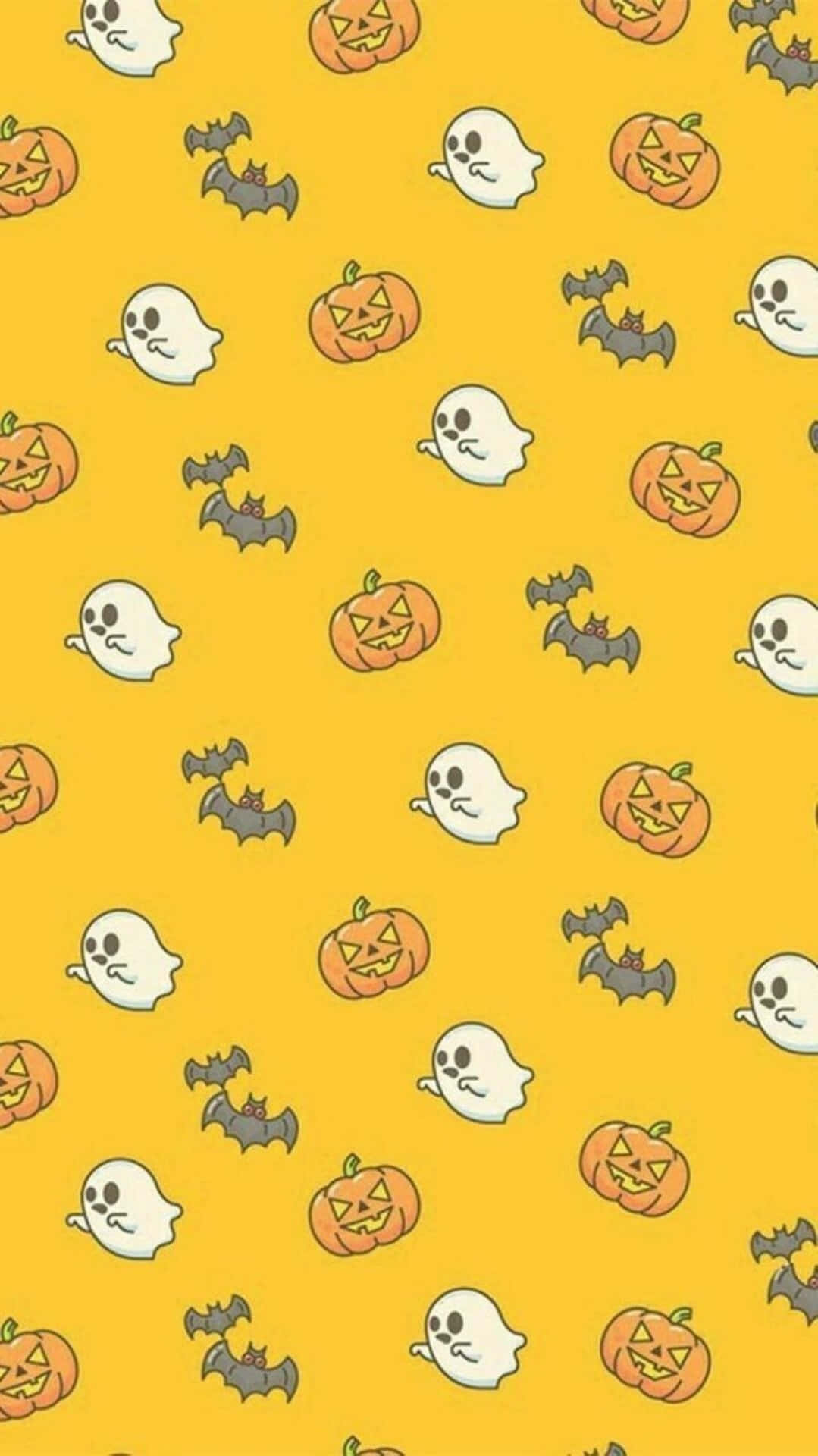 Aesthetic Cute Halloween Yellow Design Wallpaper
