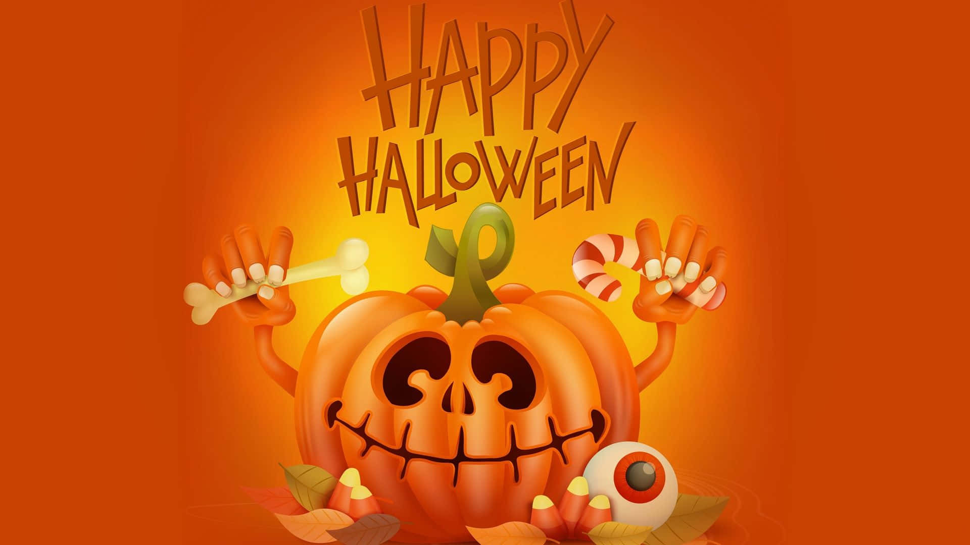 Aesthetic Cute Happy Halloween Pumpkin Greeting Wallpaper
