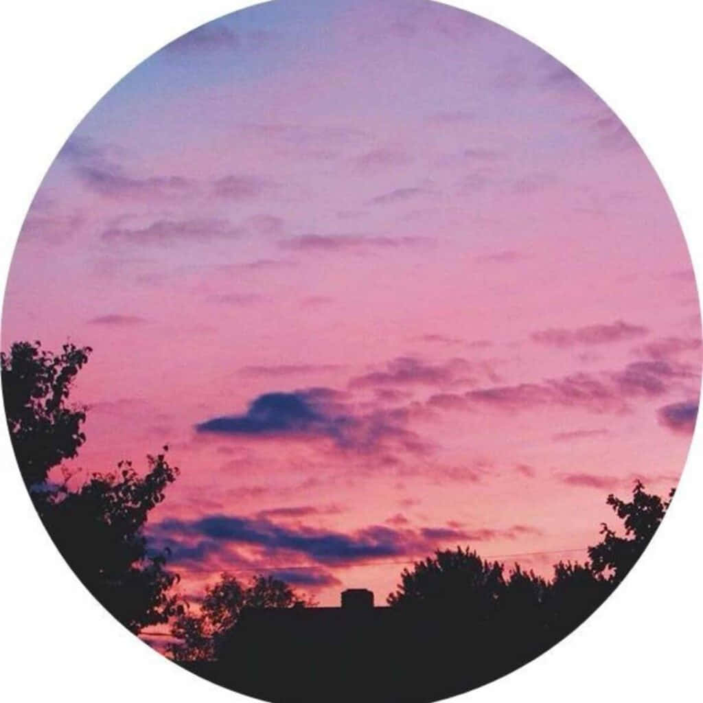 A Circle With A Pink Sunset