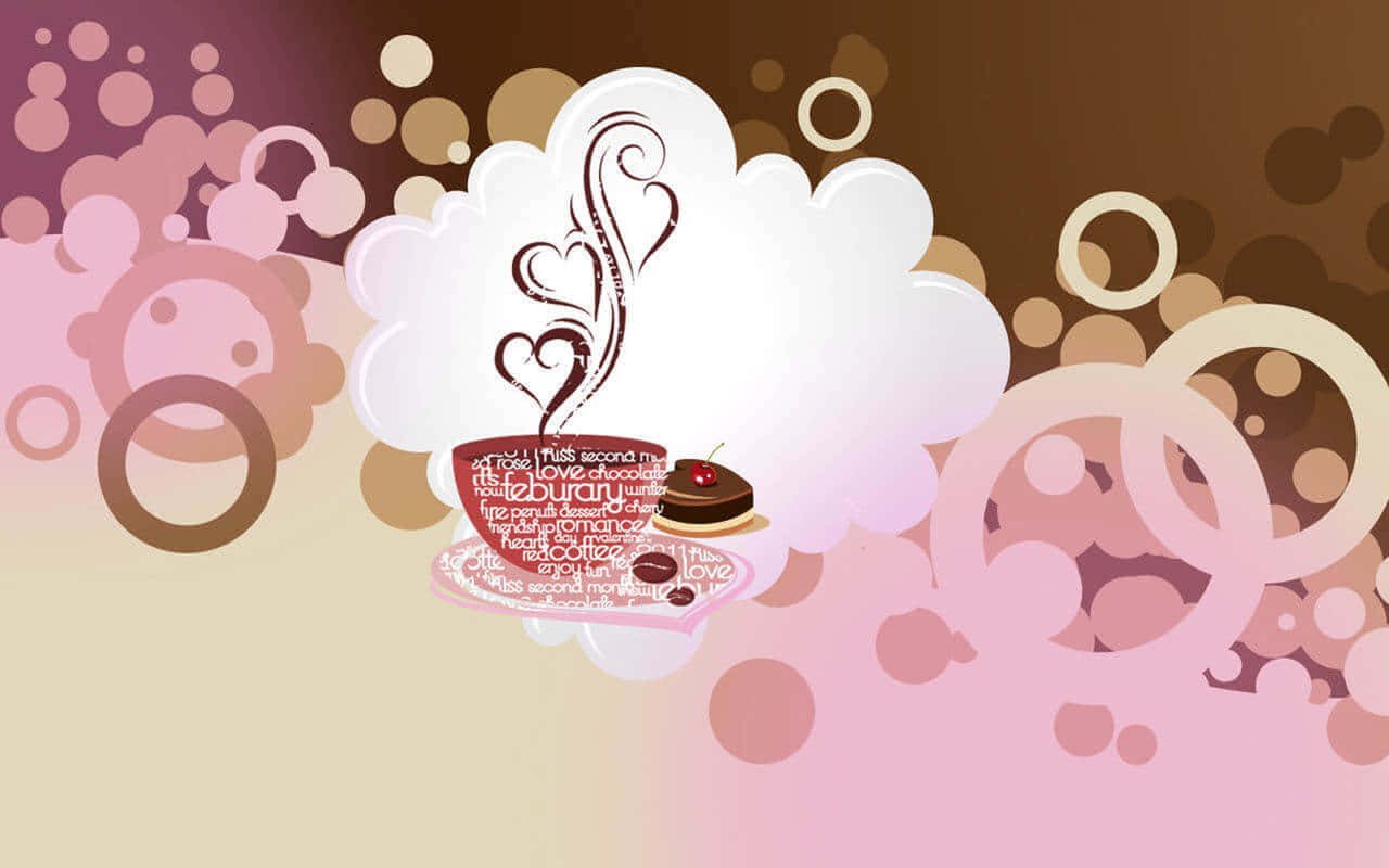 Estetisktsöt Valentines Coffee Vektor Konstverk Wallpaper