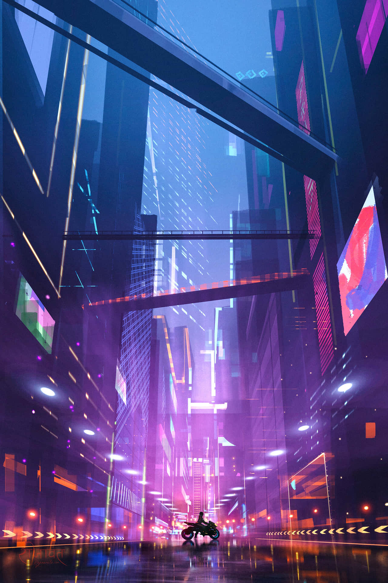 Aesthetic Cyberpunk City Nightscape