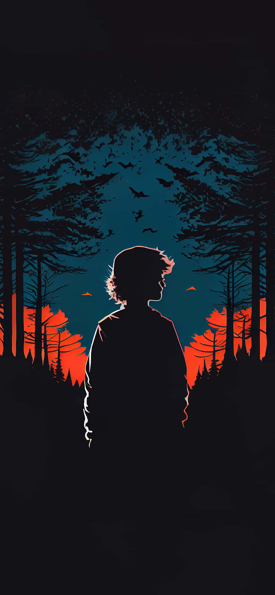 A Silhouette Of A Person Standing In The Woods