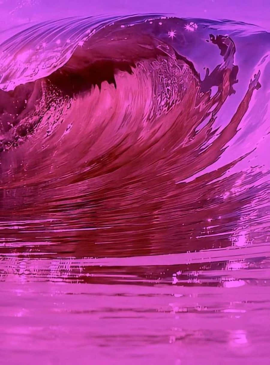Papelde Parede Estético De Onda Do Oceano Rosa Escuro. Papel de Parede