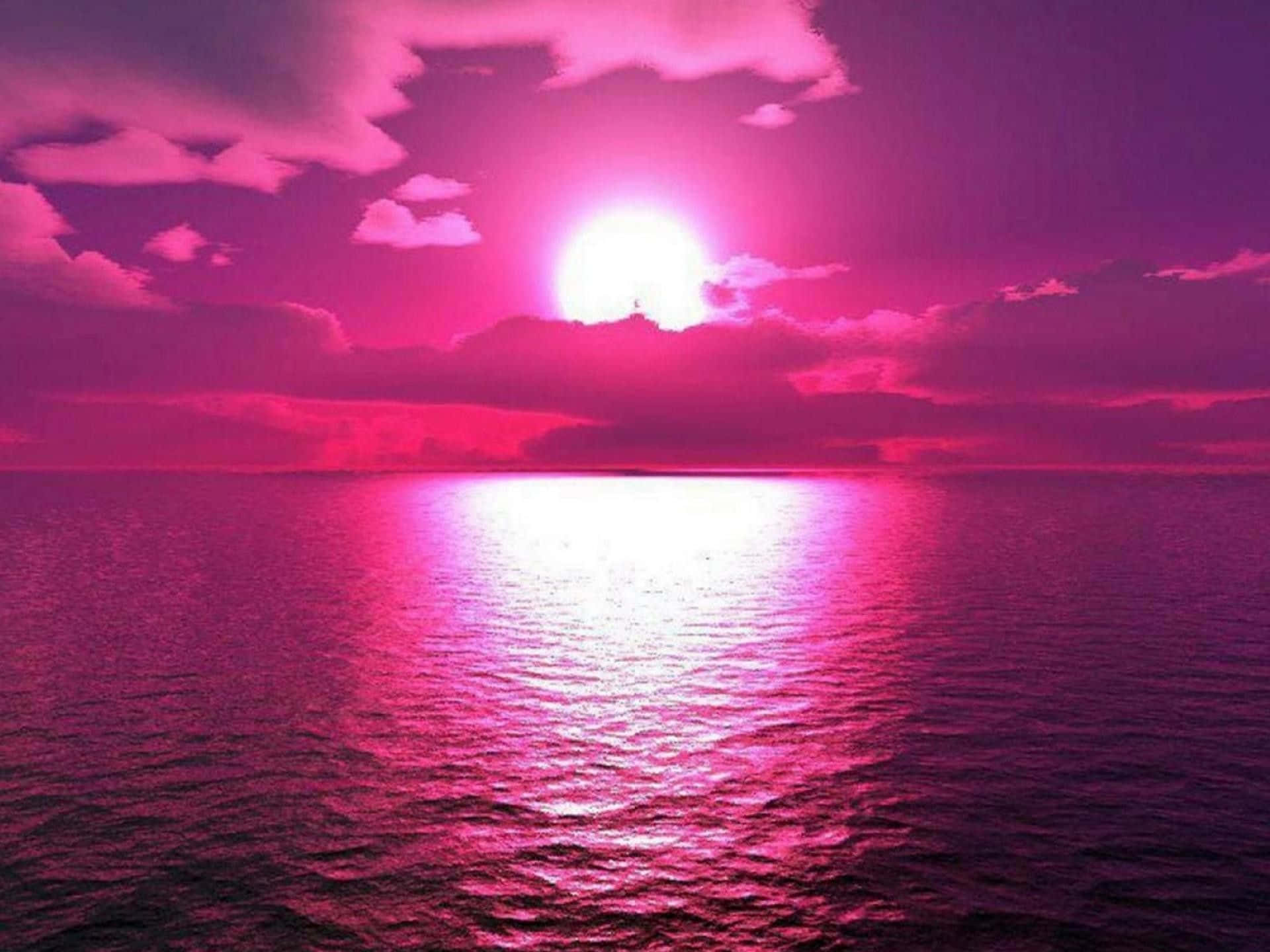 Ästhetischerdunkelrosa Ozean Sonnenuntergang Wallpaper