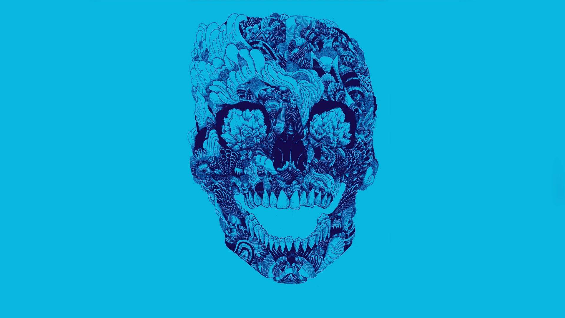 Aesthetic Day Of The Dead Skull In Blue