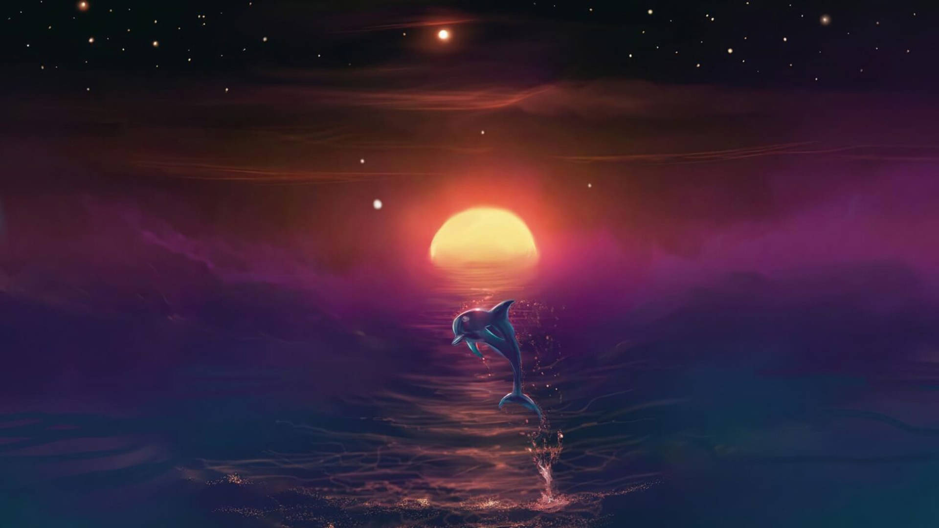 Aesthetic Desktop Fantasy Dolphin Background