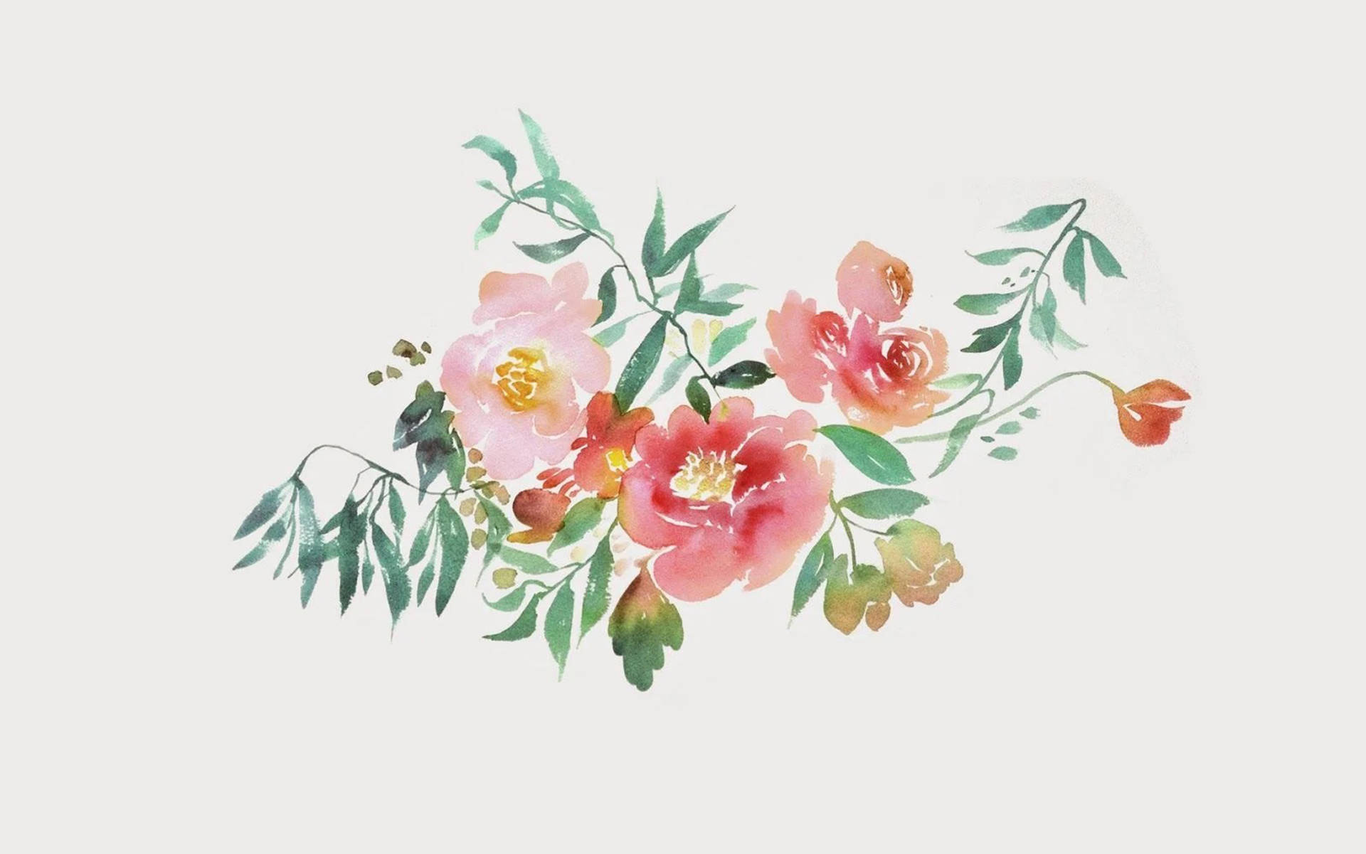 Aesthetic Desktop Watercolor Flowers Background