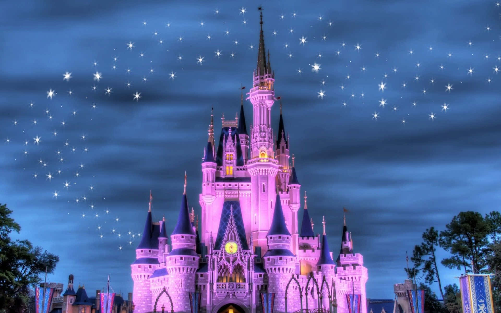 Enchanting Castle Under Fairy-Tale Skies - Aesthetic Disney Wallpaper
