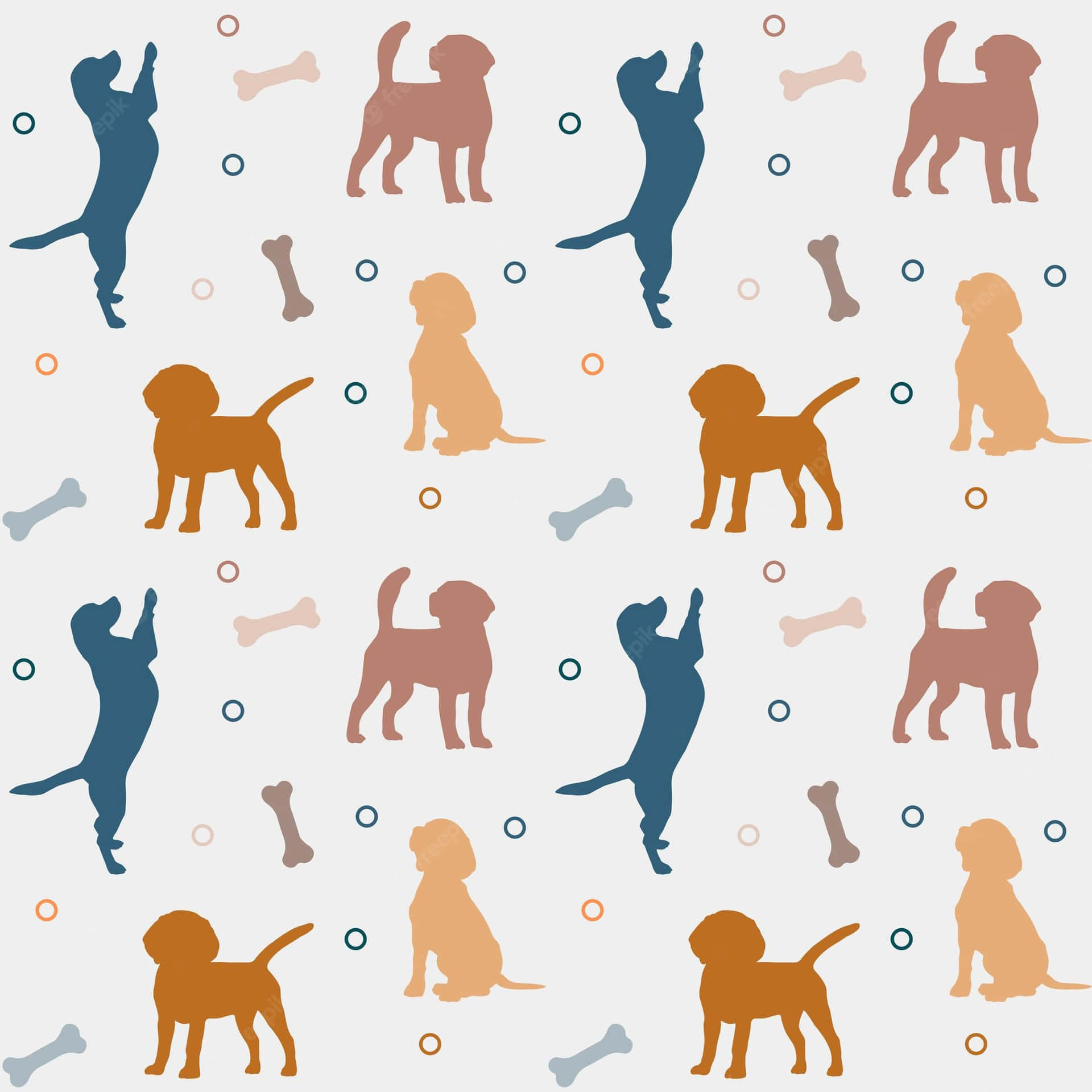 Playful Aesthetic Dogs Pattern Wallpaper