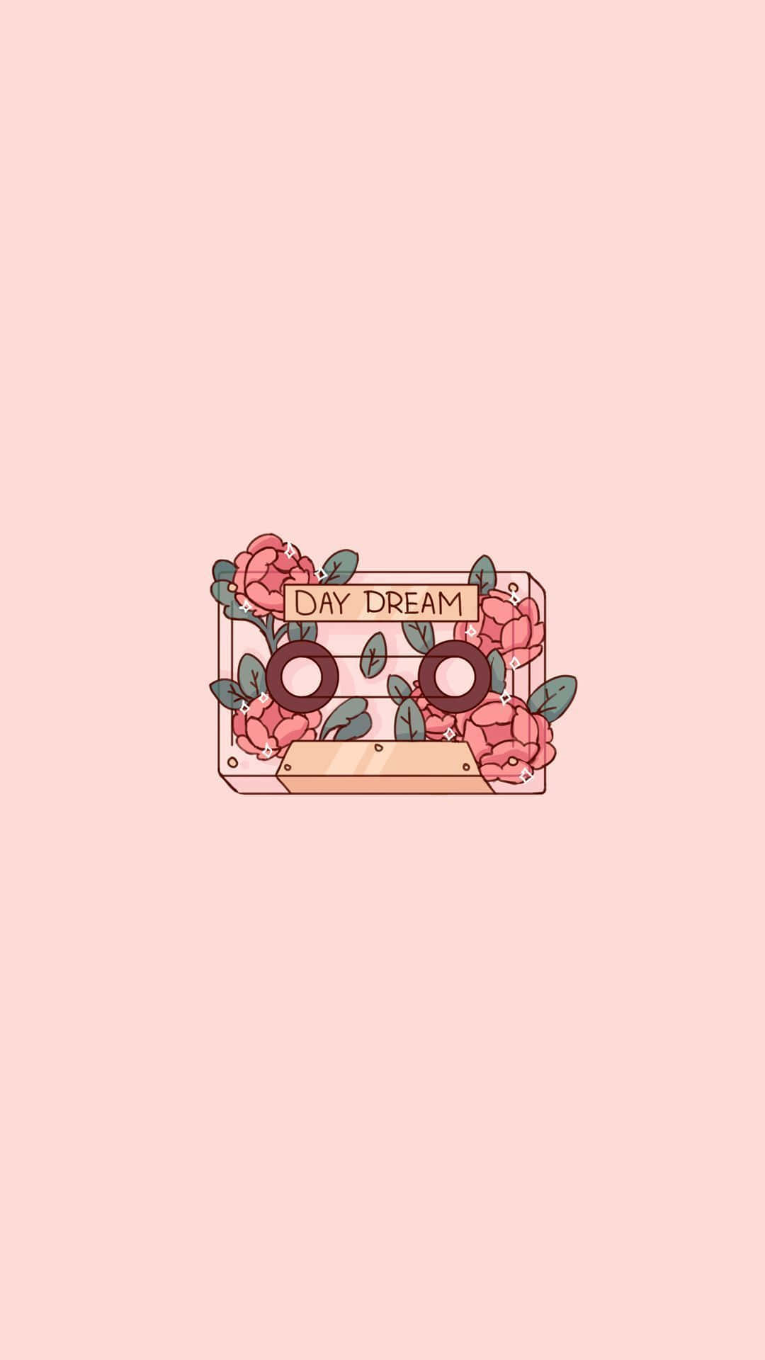 A Pink Cassette With Flowers On It Wallpaper