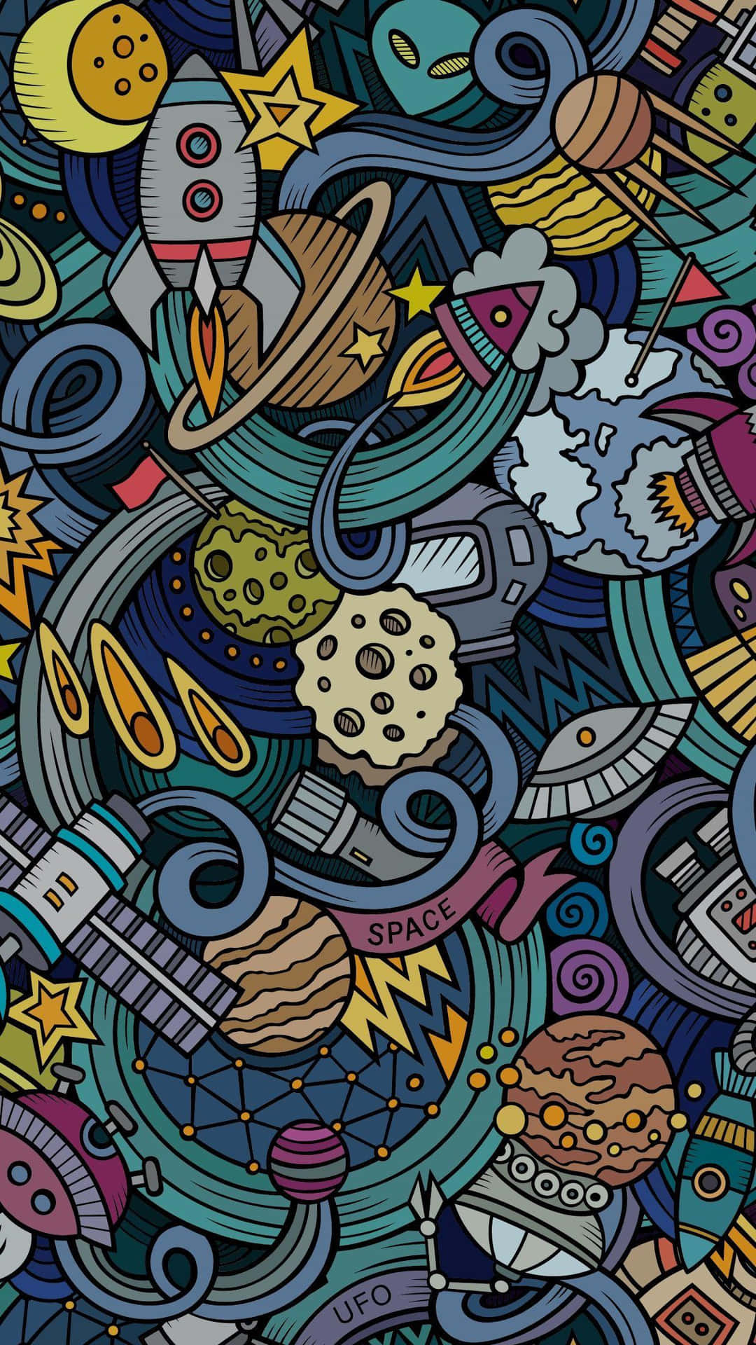 Farverig æstetisk doodler Wallpaper