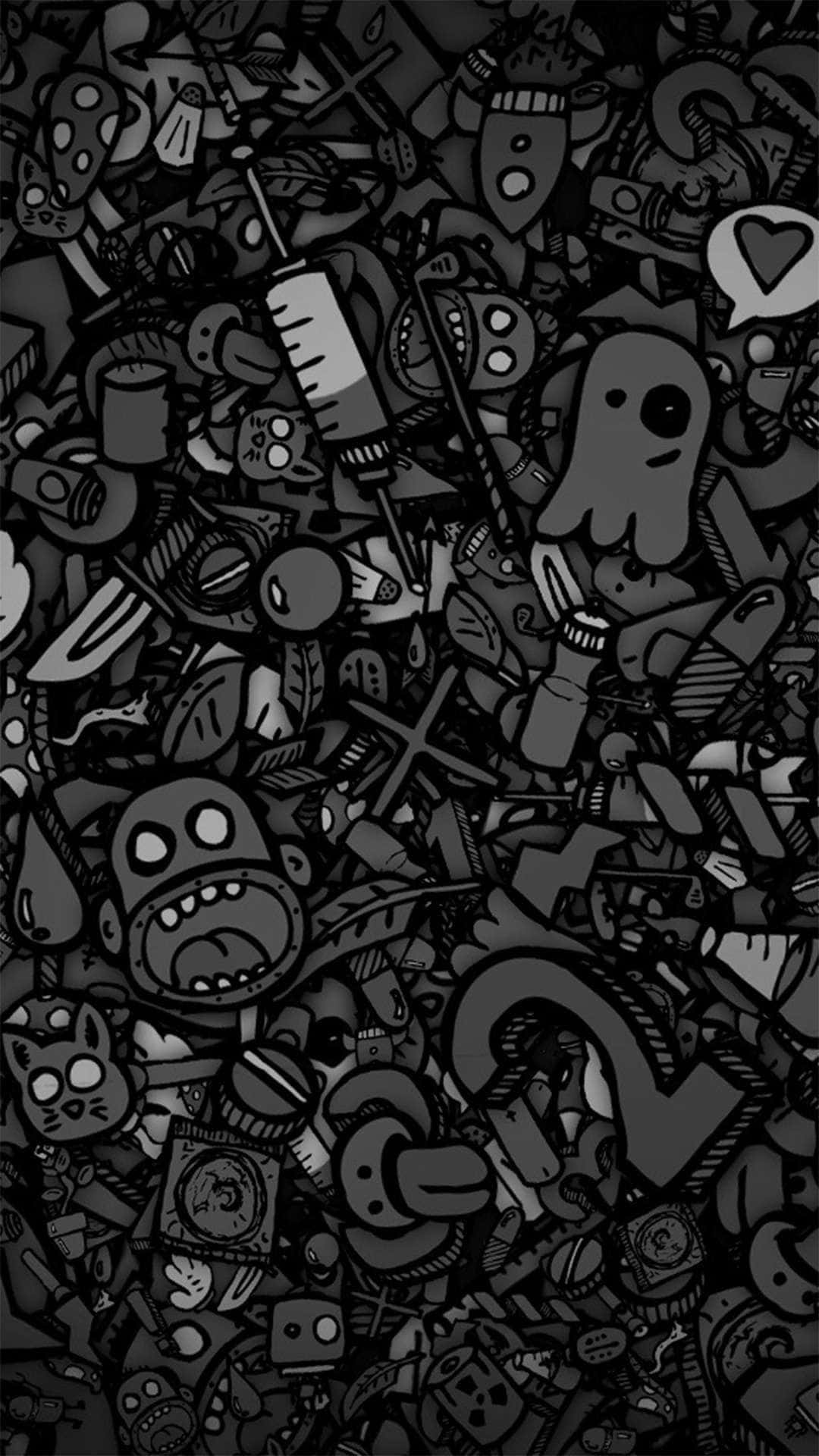 A Black And White Image Of A Black And White Doodle Wallpaper