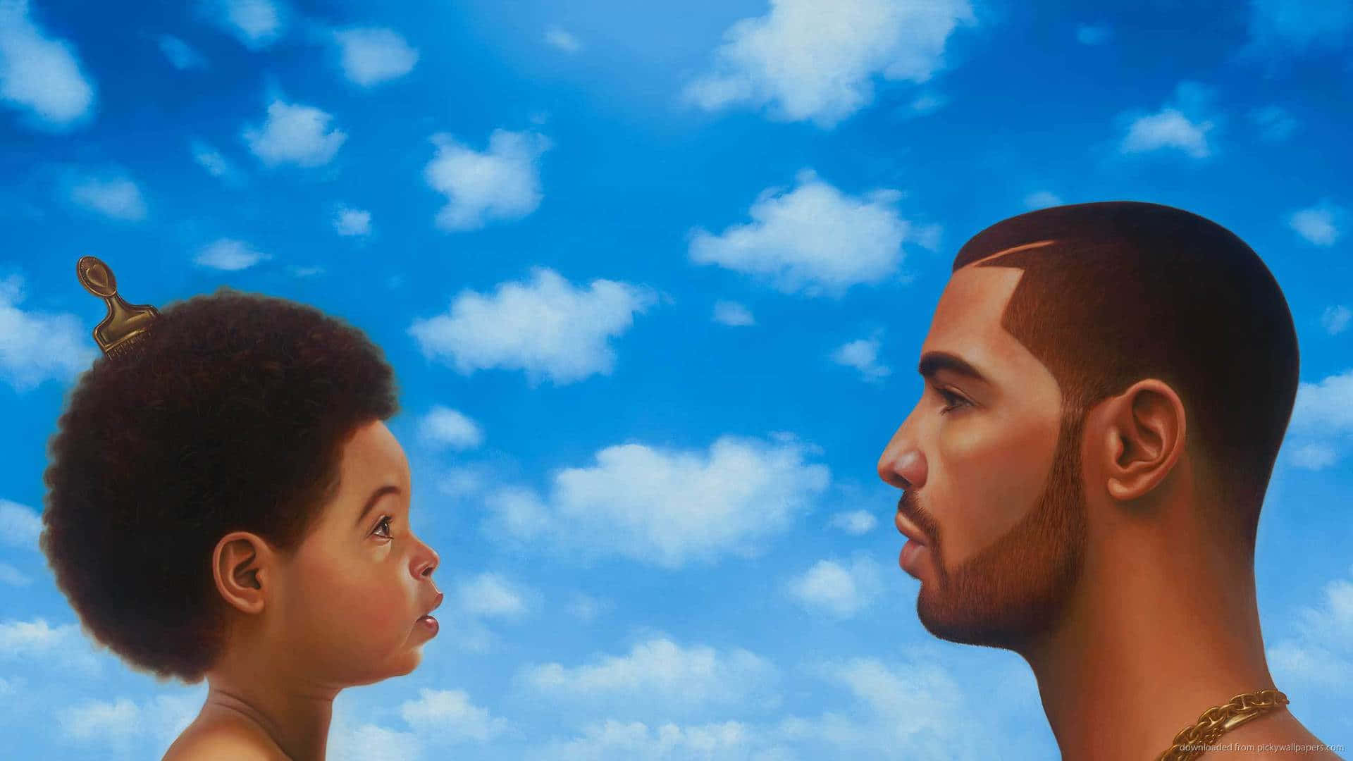Drake And A Child Looking At Each Other In The Sky Wallpaper