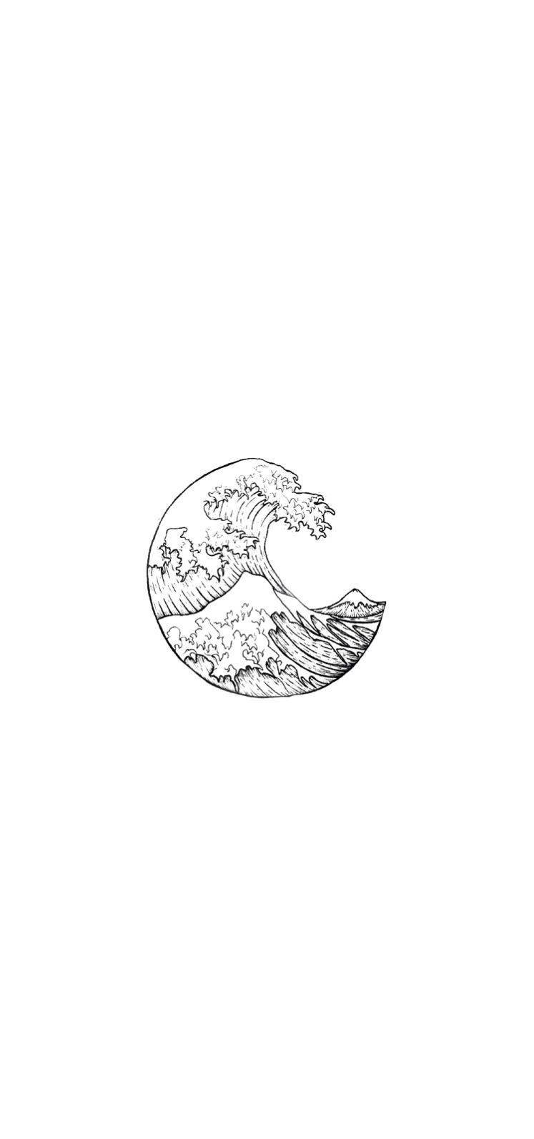 Aesthetic Drawing Great Wave Wallpaper